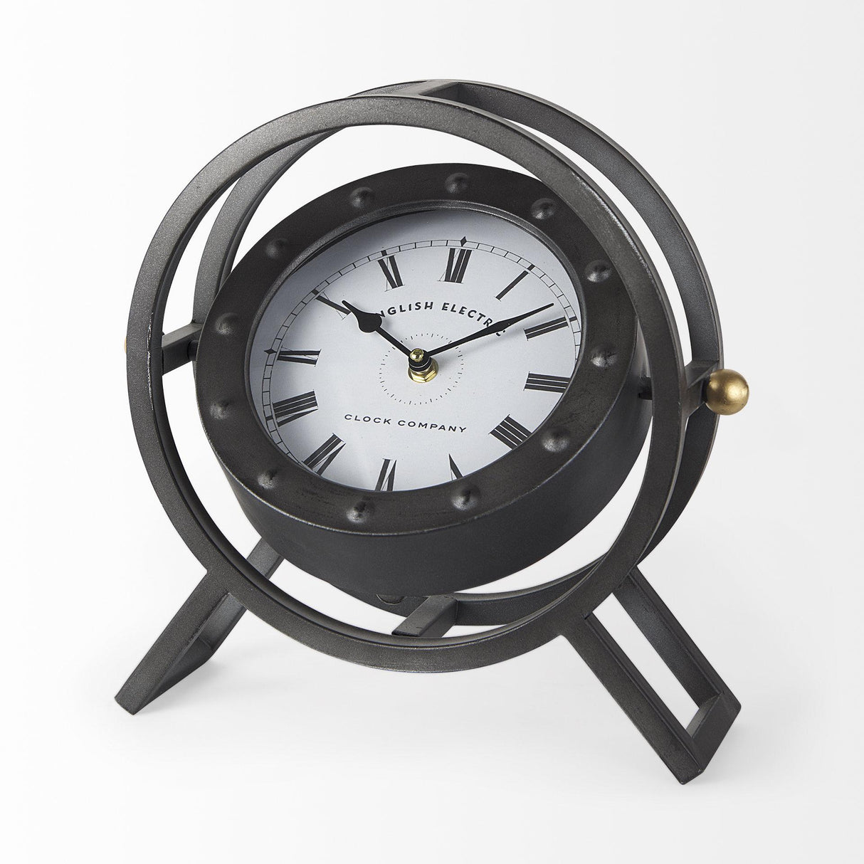 Mercana Gaston Gray Metal Circular Table Clock