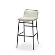 Mercana Kavalan 33.5" Total Height Beige Upholstered Seat Gray Metal Frame Counter Stool