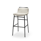 Mercana Kavalan 33.5" Total Height Beige Upholstered Seat Gray Metal Frame Counter Stool