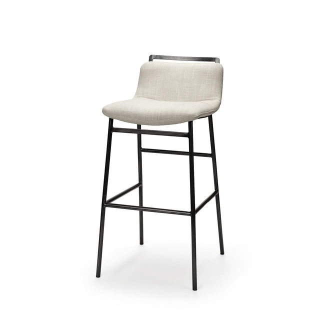 Mercana Kavalan 33.5" Total Height Beige Upholstered Seat Gray Metal Frame Counter Stool