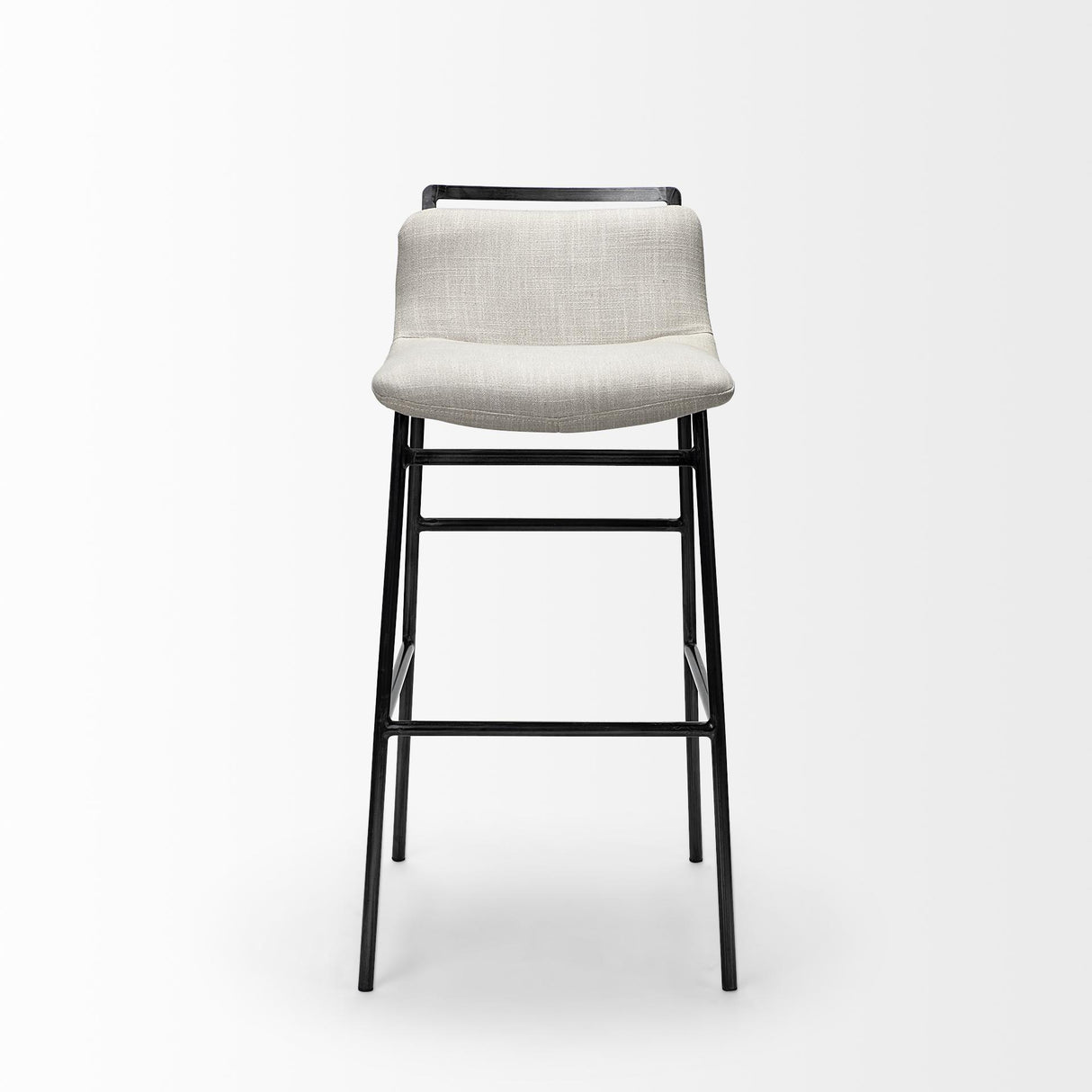Mercana Kavalan 33.5" Total Height Beige Upholstered Seat Gray Metal Frame Counter Stool