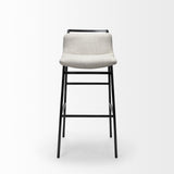 Mercana Kavalan 33.5" Total Height Beige Upholstered Seat Gray Metal Frame Counter Stool