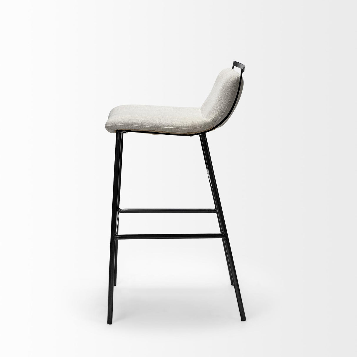 Mercana Kavalan 33.5" Total Height Beige Upholstered Seat Gray Metal Frame Counter Stool