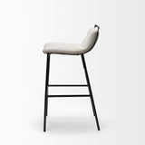 Mercana Kavalan 33.5" Total Height Beige Upholstered Seat Gray Metal Frame Counter Stool