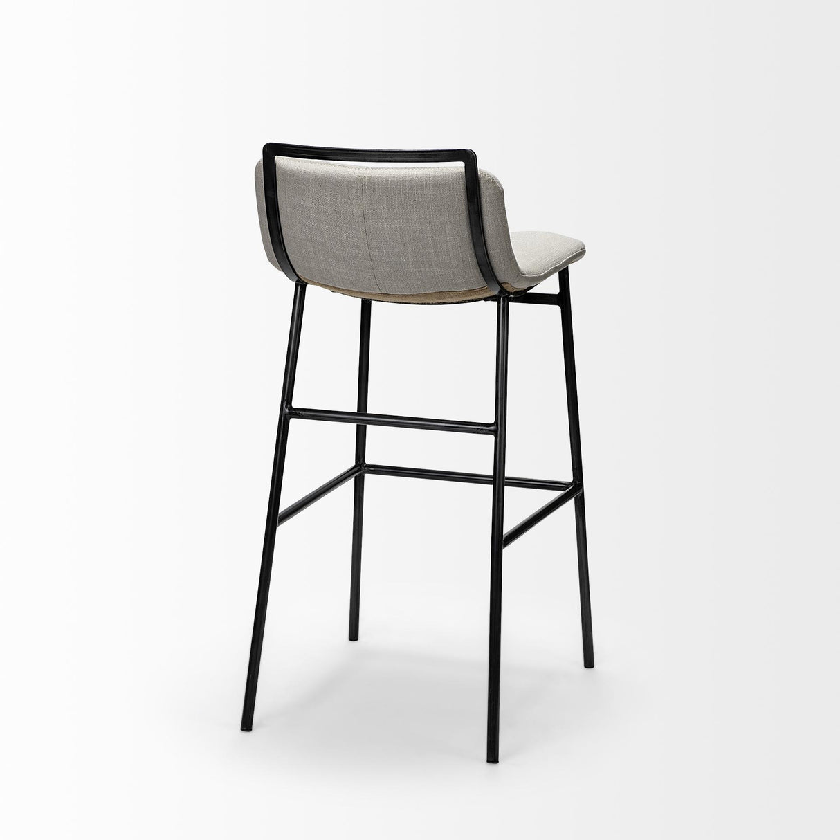 Mercana Kavalan 33.5" Total Height Beige Upholstered Seat Gray Metal Frame Counter Stool