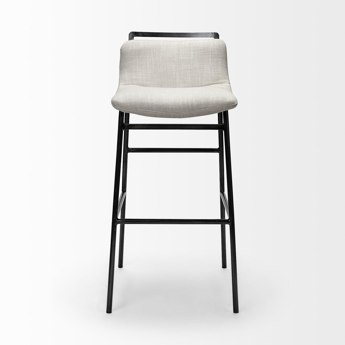 Mercana Kavalan 37.5" Total Height Beige Upholstered Seat Gray Metal Frame Bar Stool