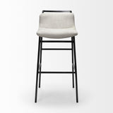 Mercana Kavalan 37.5" Total Height Beige Upholstered Seat Gray Metal Frame Bar Stool