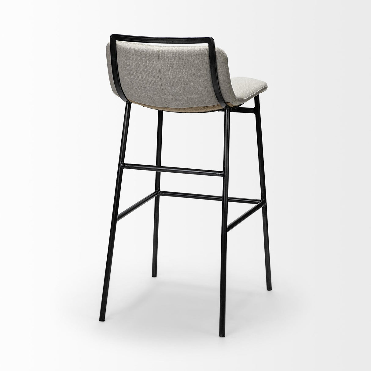 Mercana Kavalan 37.5" Total Height Beige Upholstered Seat Gray Metal Frame Bar Stool
