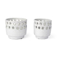 Mercana Larissa Set of Two White Ceramic Hollow Pattern Vases
