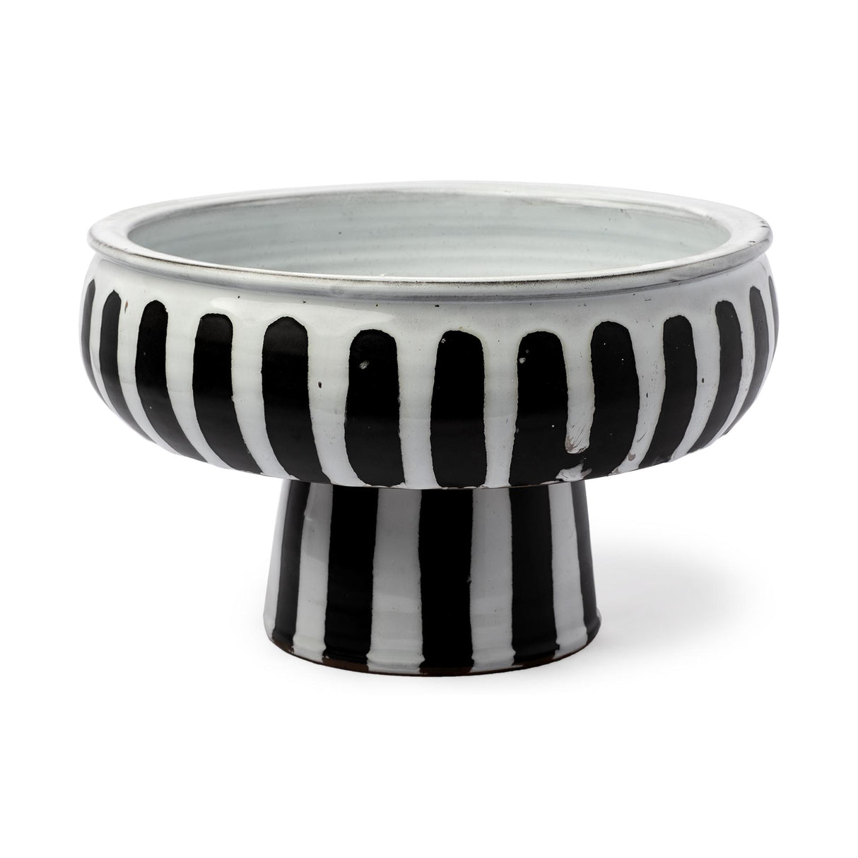 Mercana Lexington 14L x 14W White Ceramic Striped Bowl