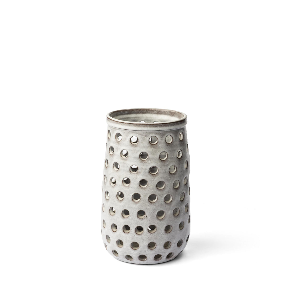Mercana Canasta Small Rustic White Ceramic Cylindrical Vase