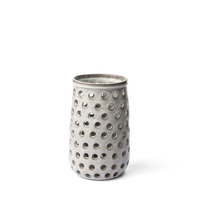 Mercana Canasta Small Rustic White Ceramic Cylindrical Vase