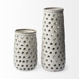 Mercana Canasta Large Rustic White Ceramic Decorative Vase
