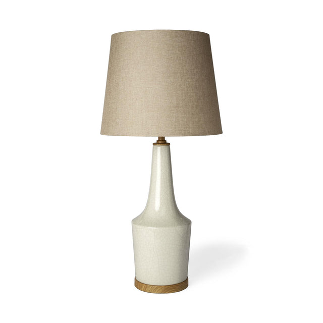 Mercana Rebecca (28.5"H) White Crackled Ceramic Base Wood Accent Table Lamp