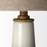 Mercana Rebecca (28.5"H) White Crackled Ceramic Base Wood Accent Table Lamp
