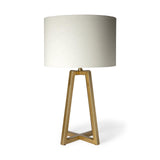Mercana Raelynn (29"H) White-Linen Drum Shade w/ Gold Metal Frame Table Lamp