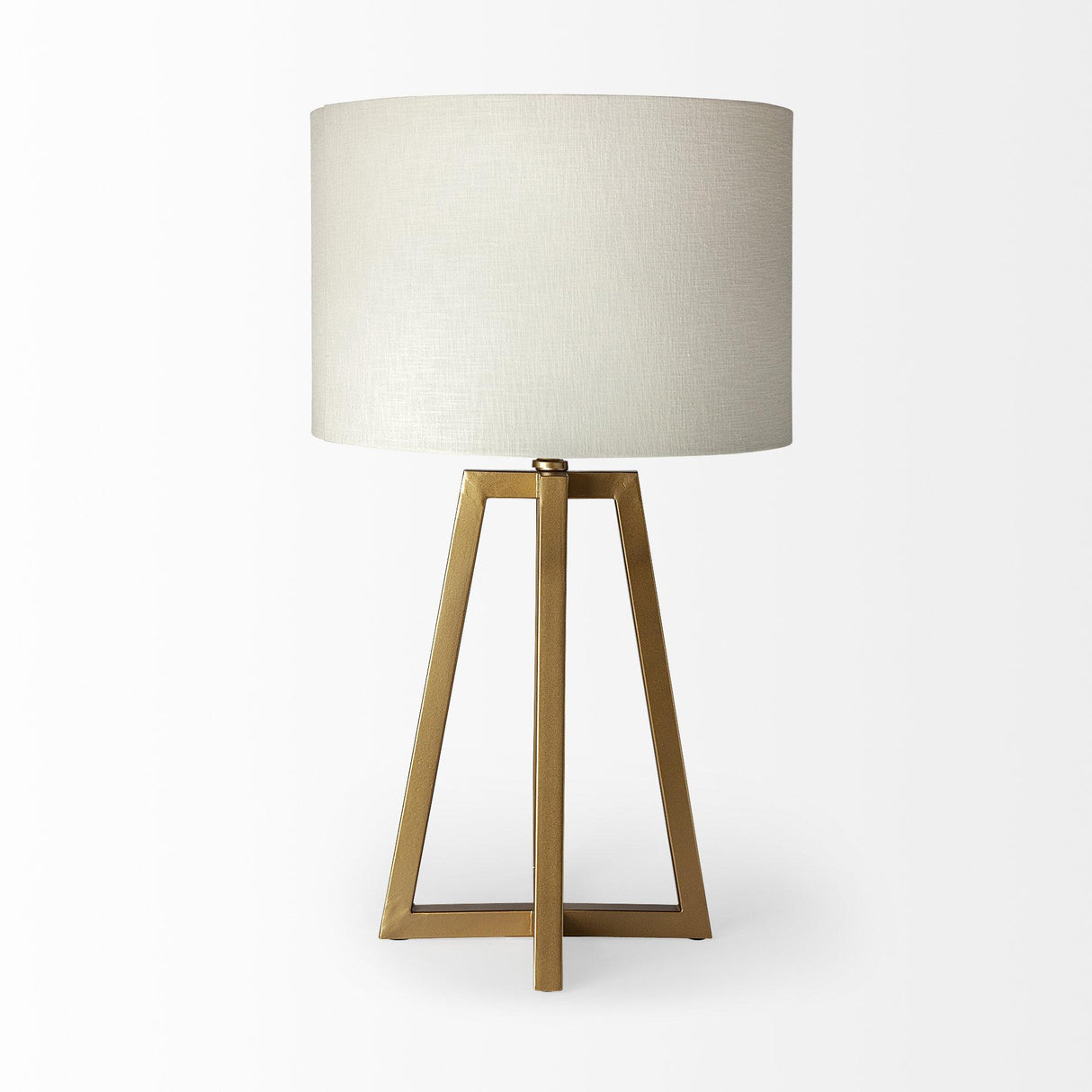 Mercana Raelynn (29"H) White-Linen Drum Shade w/ Gold Metal Frame Table Lamp