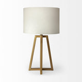 Mercana Raelynn (29"H) White-Linen Drum Shade w/ Gold Metal Frame Table Lamp