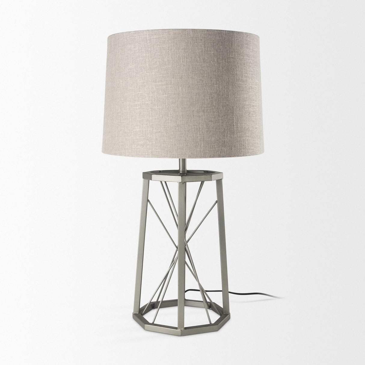 Mercana Raen (28.5"H) Gray Metal Octagonal Base w/Beige Shade Table Lamp
