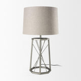 Mercana Raen (28.5"H) Gray Metal Octagonal Base w/Beige Shade Table Lamp