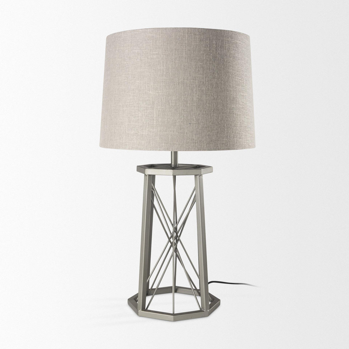 Mercana Raen (28.5"H) Gray Metal Octagonal Base w/Beige Shade Table Lamp