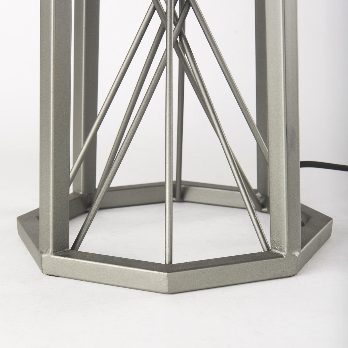 Mercana Raen (28.5"H) Gray Metal Octagonal Base w/Beige Shade Table Lamp
