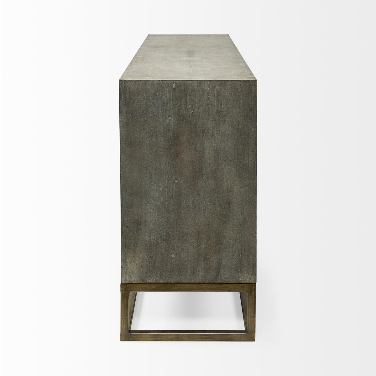 Mercana Genevieve II 70x15.8 Gray Fir Veneer W/Gold Metal Frame Base 9 Drawer Sideboard