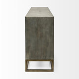 Mercana Genevieve II 70x15.8 Gray Fir Veneer W/Gold Metal Frame Base 9 Drawer Sideboard