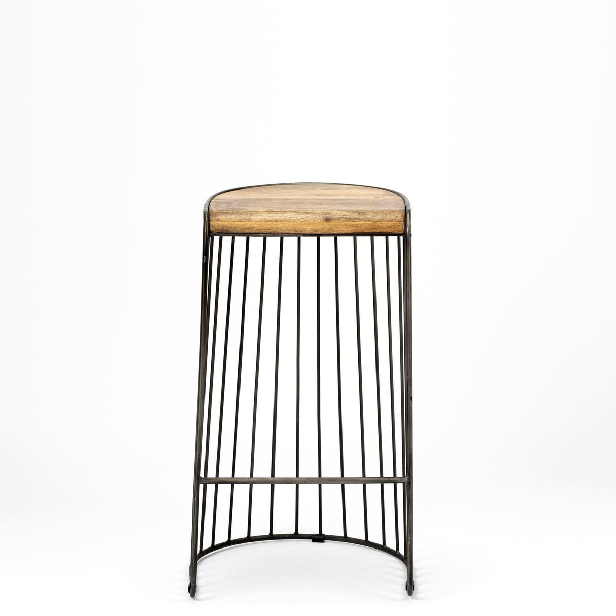 Mercana Seagram 30.5" Seat Height Brown Seat Black Metal Frame Stool