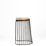 Mercana Seagram 25.6" Seat Height Brown Wood Seat Black Metal Frame Stool