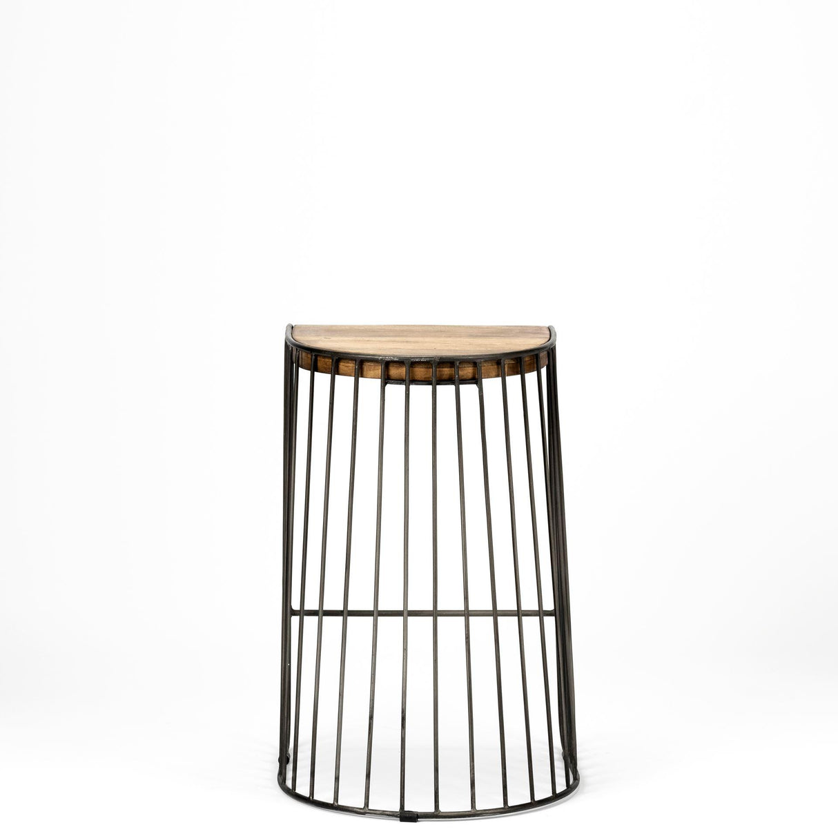 Mercana Seagram 25.6" Seat Height Brown Wood Seat Black Metal Frame Stool