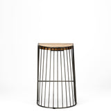 Mercana Seagram 25.6" Seat Height Brown Wood Seat Black Metal Frame Stool