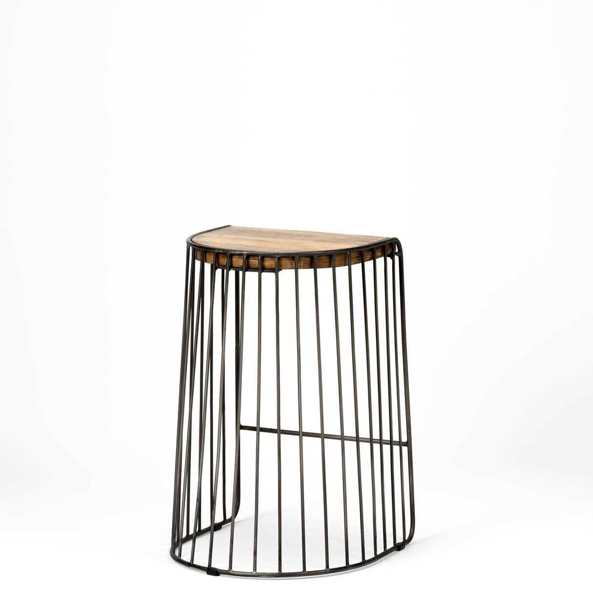Mercana Seagram 25.6" Seat Height Brown Wood Seat Black Metal Frame Stool