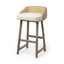 Mercana Monmouth 30.5" Seat Height Cream/Beige Fabric Seat Brown Wood Frame Bar Stool