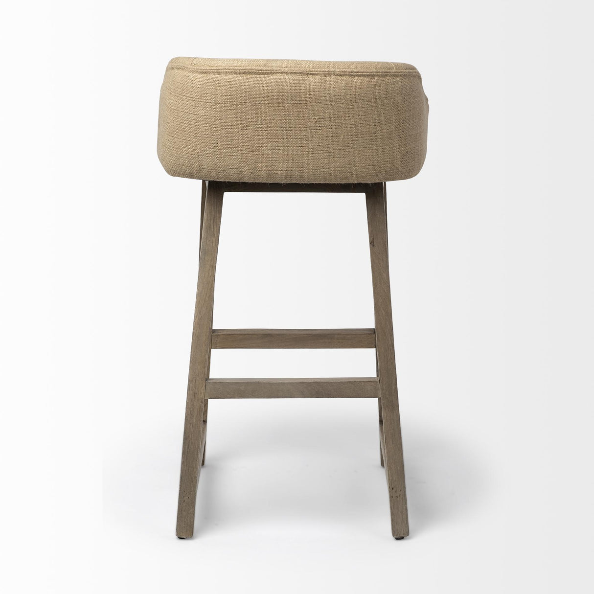 Mercana Monmouth 30.5" Seat Height Cream/Beige Fabric Seat Brown Wood Frame Bar Stool