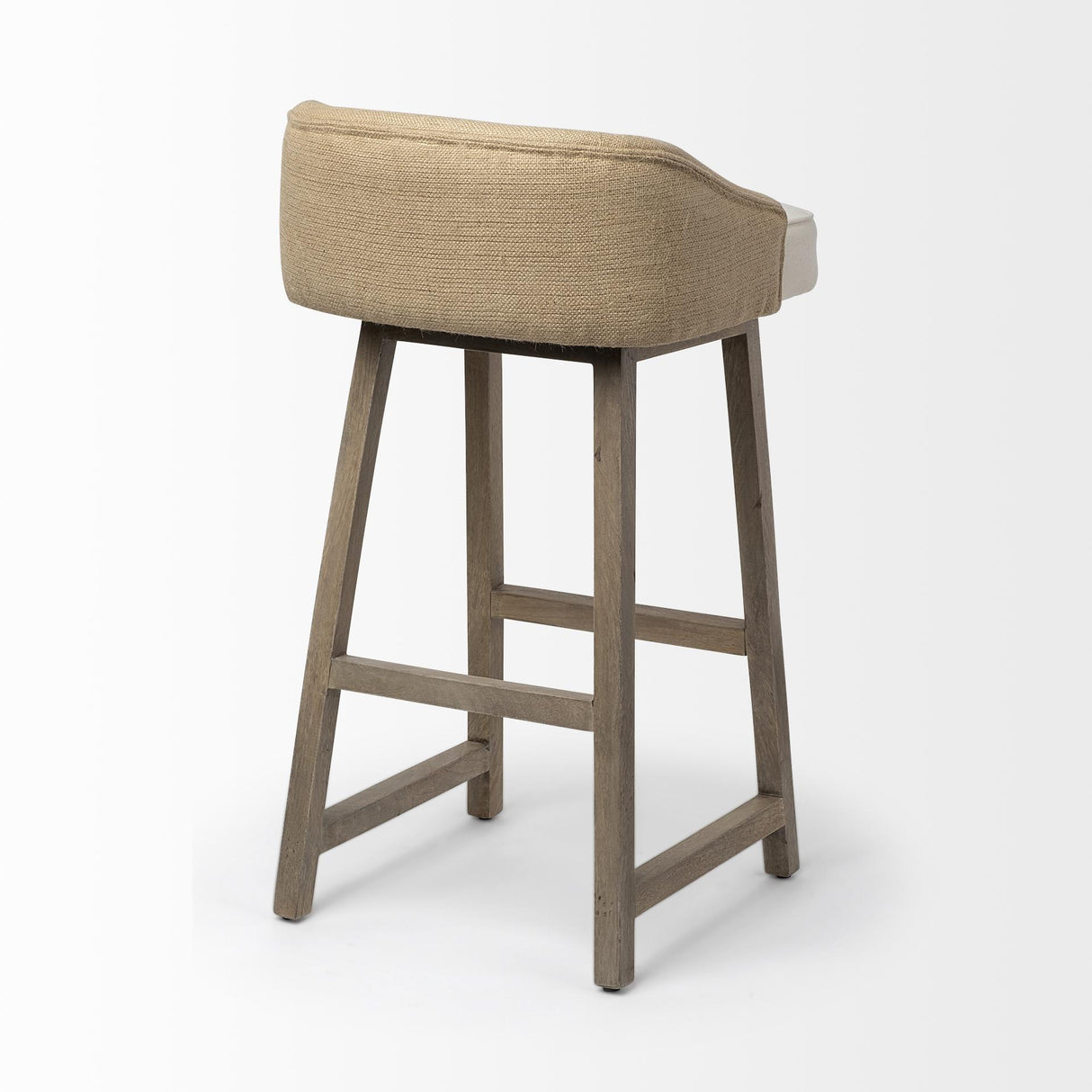 Mercana Monmouth 30.5" Seat Height Cream/Beige Fabric Seat Brown Wood Frame Bar Stool