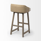 Mercana Monmouth 30.5" Seat Height Cream/Beige Fabric Seat Brown Wood Frame Bar Stool