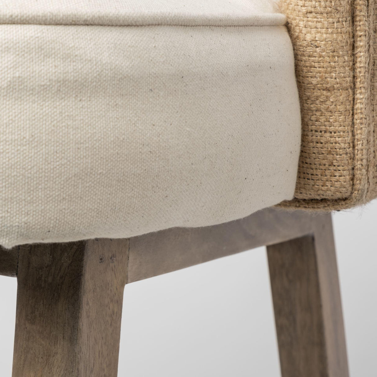 Mercana Monmouth 30.5" Seat Height Cream/Beige Fabric Seat Brown Wood Frame Bar Stool