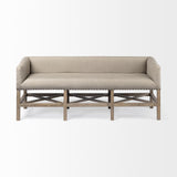 Mercana Bergen 60L x 19W Beige Fabric Covered Seat W/Brown Wood Frame Accent Bench