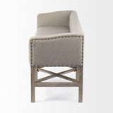 Mercana Bergen 60L x 19W Beige Fabric Covered Seat W/Brown Wood Frame Accent Bench