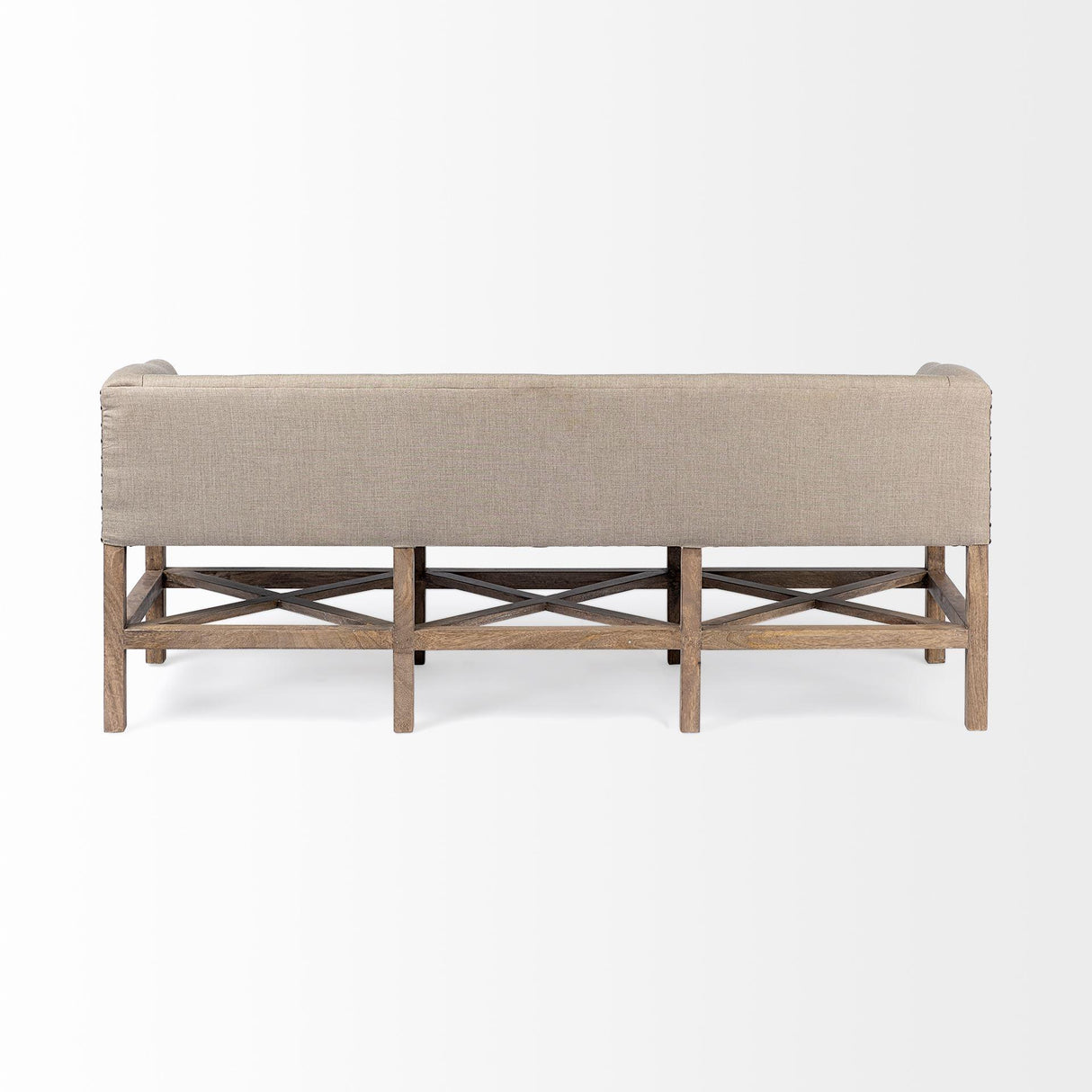 Mercana Bergen 60L x 19W Beige Fabric Covered Seat W/Brown Wood Frame Accent Bench