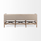 Mercana Bergen 60L x 19W Beige Fabric Covered Seat W/Brown Wood Frame Accent Bench