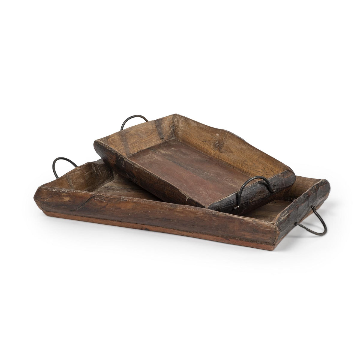 Mercana Durone (Set of 2) Brown Wooden Live Edge Serving Trays