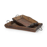 Mercana Durone (Set of 2) Brown Wooden Live Edge Serving Trays