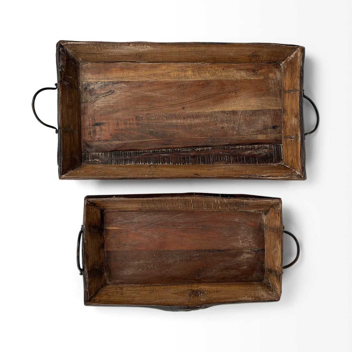 Mercana Durone (Set of 2) Brown Wooden Live Edge Serving Trays