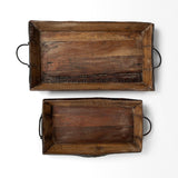 Mercana Durone (Set of 2) Brown Wooden Live Edge Serving Trays