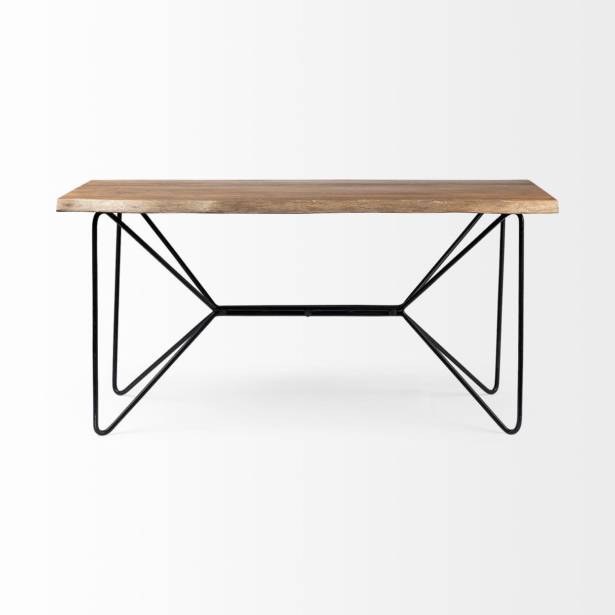 Mercana Papillion IV 60L x 26W Natural Solid Wood and Live Edge Iron Office Desk