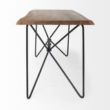 Mercana Papillion IV 60L x 26W Natural Solid Wood and Live Edge Iron Office Desk
