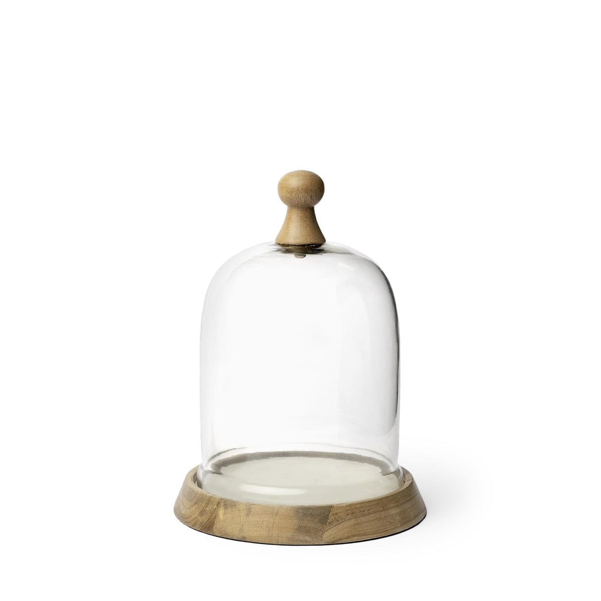 Mercana Campana I Small Wooden/White Marble Base Glass Cloche