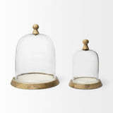 Mercana Campana I Small Wooden/White Marble Base Glass Cloche